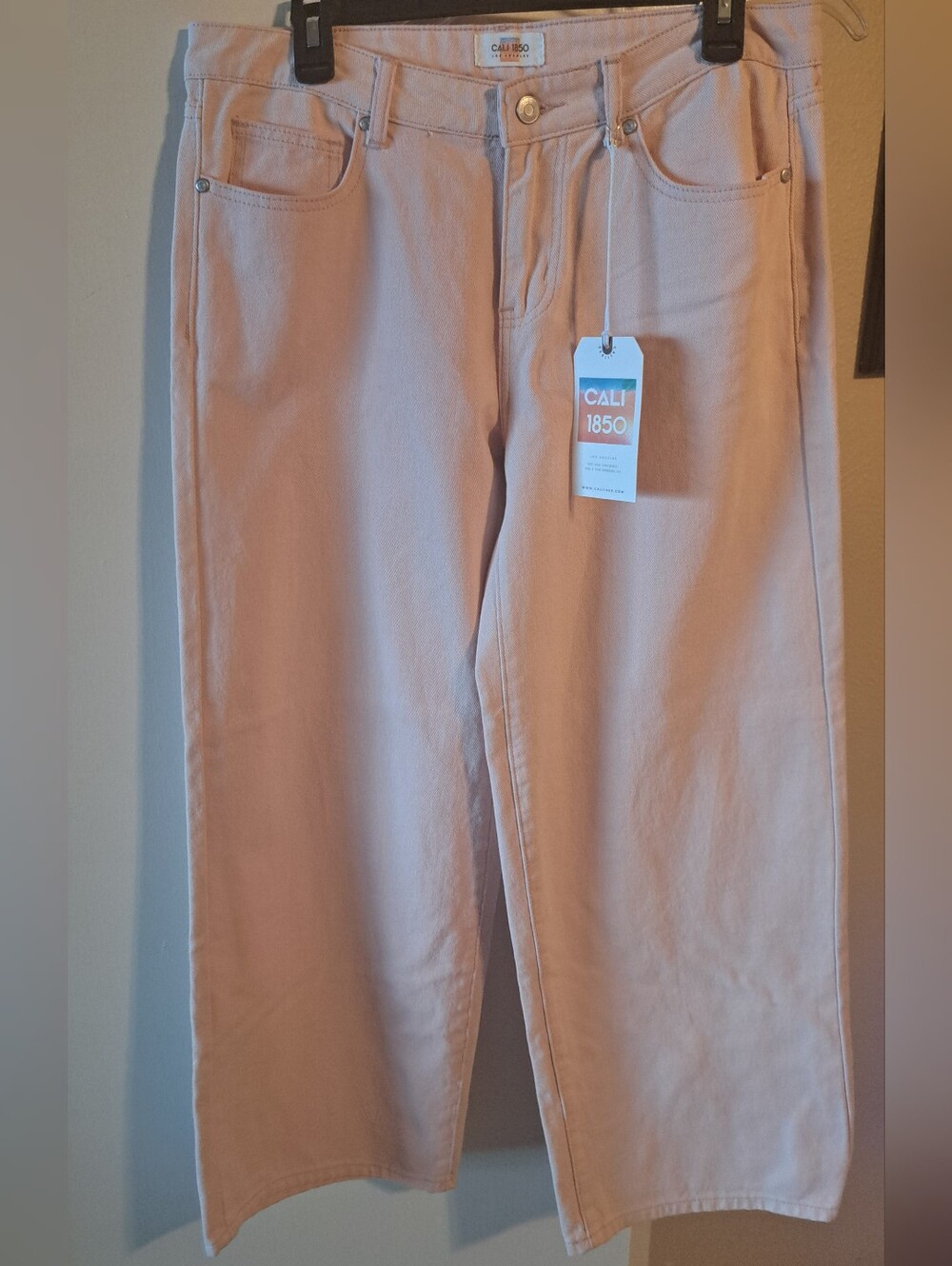 Cali 1850 Blush Pink Wide Leg Jeans Size 11 NWT/ 17w 30 inseam 100% Cotton - Picture 2 of 6